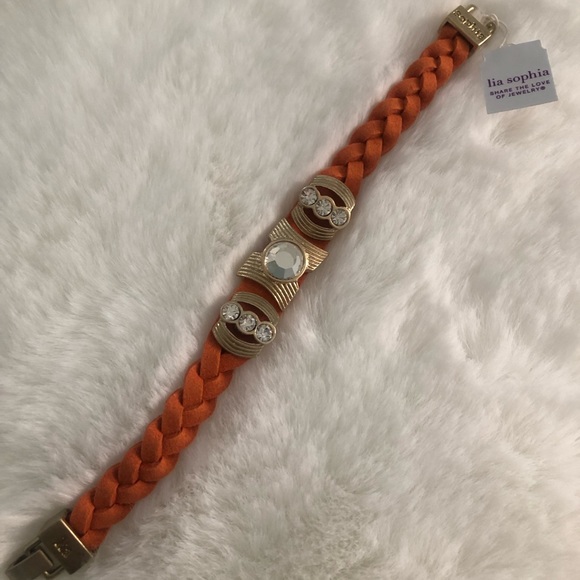 NWT Lia Sophia Burnt Orange Crystal Leather Bracelet - Picture 5 of 6